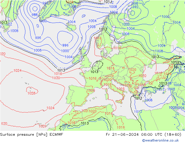 приземное давление ECMWF пт 21.06.2024 06 UTC