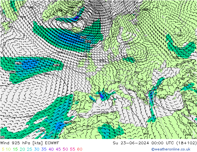 Vent 925 hPa ECMWF dim 23.06.2024 00 UTC