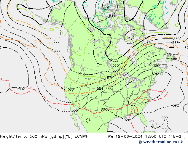 Geop./Temp. 500 hPa ECMWF mié 19.06.2024 18 UTC