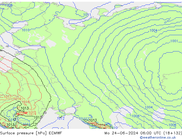Luchtdruk (Grond) ECMWF ma 24.06.2024 06 UTC