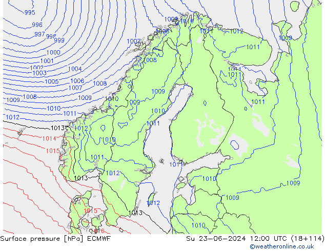 Bodendruck ECMWF So 23.06.2024 12 UTC