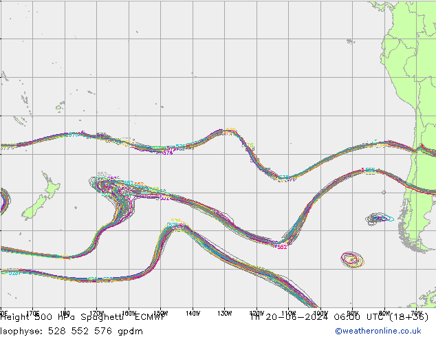 Height 500 hPa Spaghetti ECMWF Th 20.06.2024 06 UTC