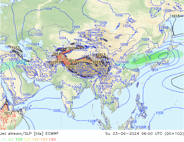 Jet stream/SLP ECMWF Ne 23.06.2024 06 UTC