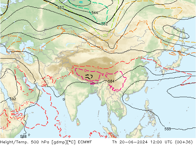 Yükseklik/Sıc. 500 hPa ECMWF Per 20.06.2024 12 UTC