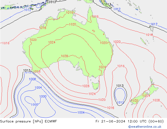 Surface pressure ECMWF Fr 21.06.2024 12 UTC