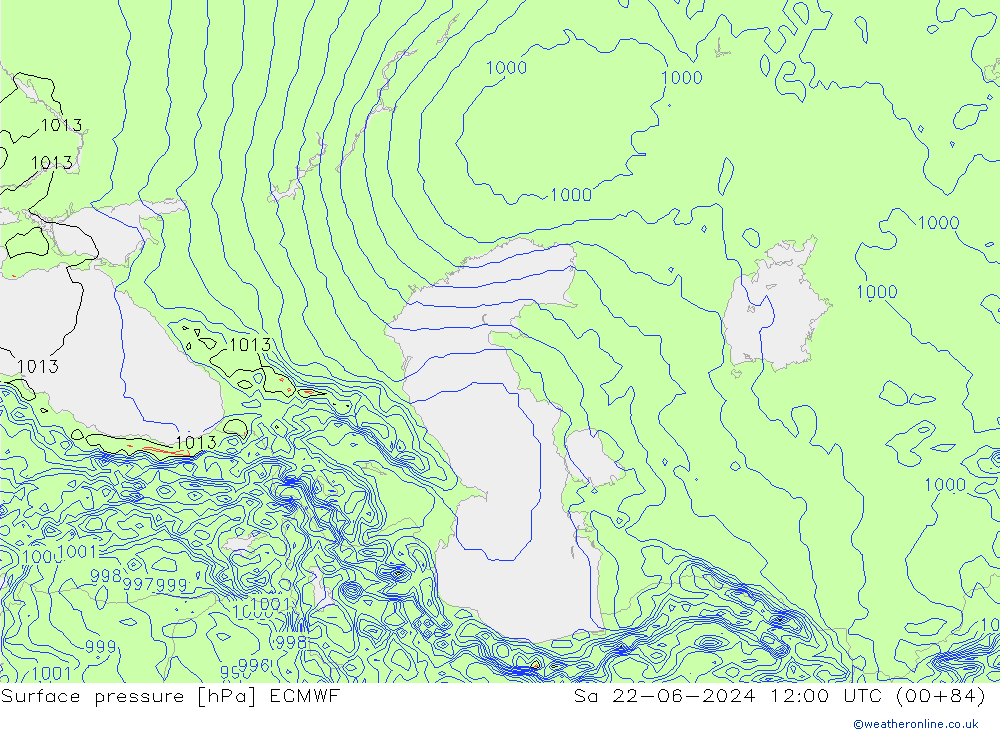 Luchtdruk (Grond) ECMWF za 22.06.2024 12 UTC