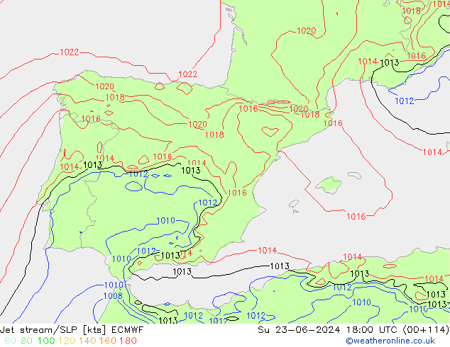 Jet stream/SLP ECMWF Su 23.06.2024 18 UTC