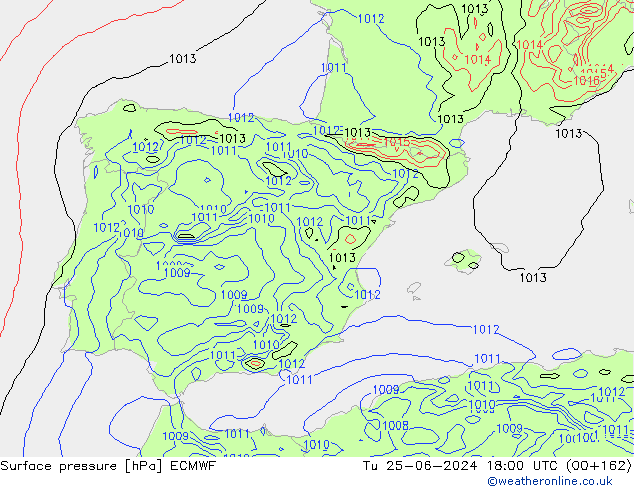 Atmosférický tlak ECMWF Út 25.06.2024 18 UTC