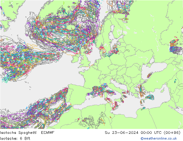 Isotachen Spaghetti ECMWF So 23.06.2024 00 UTC