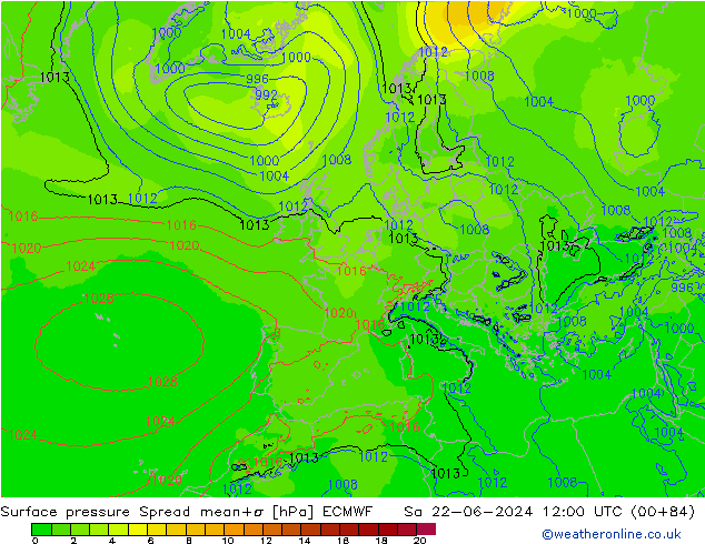 pression de l'air Spread ECMWF sam 22.06.2024 12 UTC