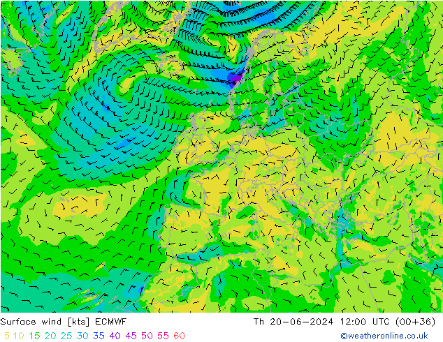 Bodenwind ECMWF Do 20.06.2024 12 UTC