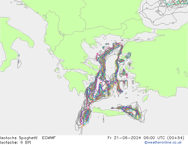 Isotachs Spaghetti ECMWF ven 21.06.2024 06 UTC