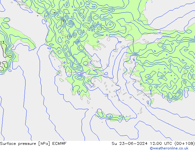 Yer basıncı ECMWF Paz 23.06.2024 12 UTC