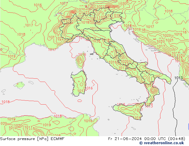 Yer basıncı ECMWF Cu 21.06.2024 00 UTC