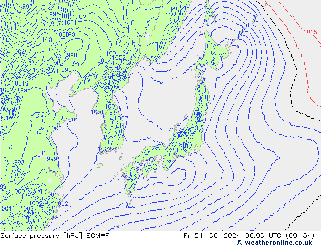 Surface pressure ECMWF Fr 21.06.2024 06 UTC