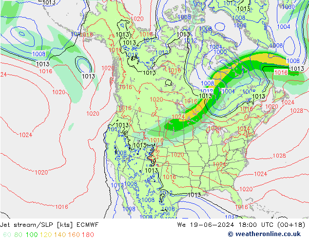 Jet stream/SLP ECMWF We 19.06.2024 18 UTC