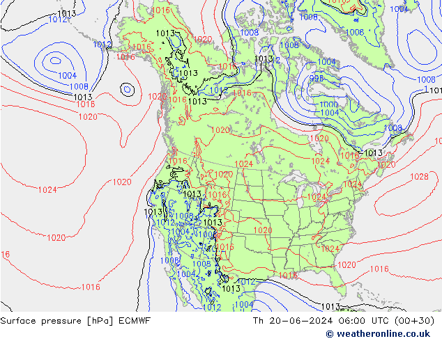 Yer basıncı ECMWF Per 20.06.2024 06 UTC