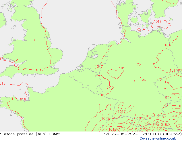 Pressione al suolo ECMWF sab 29.06.2024 12 UTC