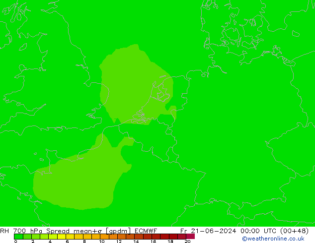 RH 700 hPa Spread ECMWF Fr 21.06.2024 00 UTC