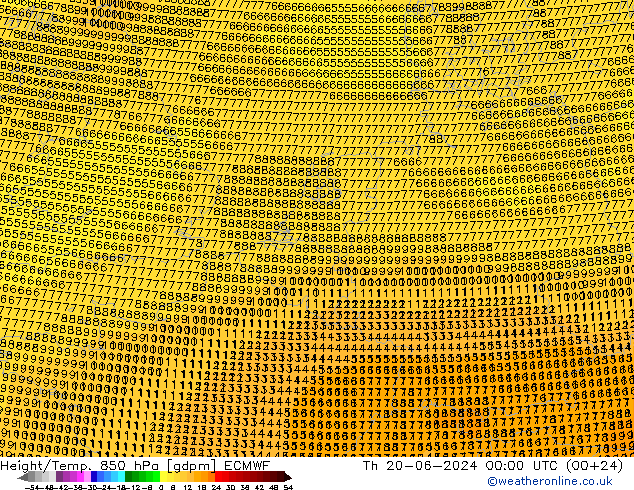 Height/Temp. 850 hPa ECMWF Th 20.06.2024 00 UTC