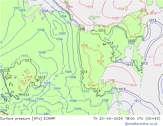 Bodendruck ECMWF Do 20.06.2024 18 UTC