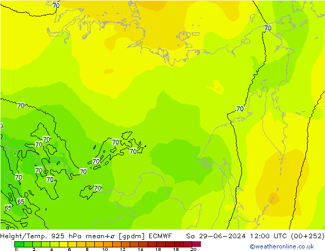 Height/Temp. 925 hPa ECMWF Sa 29.06.2024 12 UTC