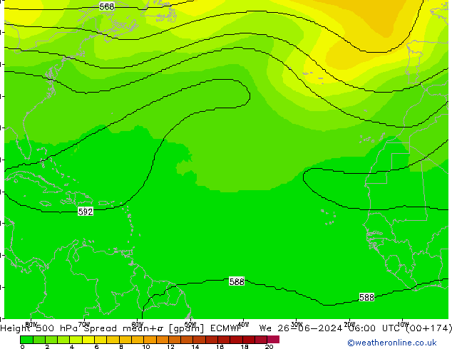 Height 500 hPa Spread ECMWF  26.06.2024 06 UTC