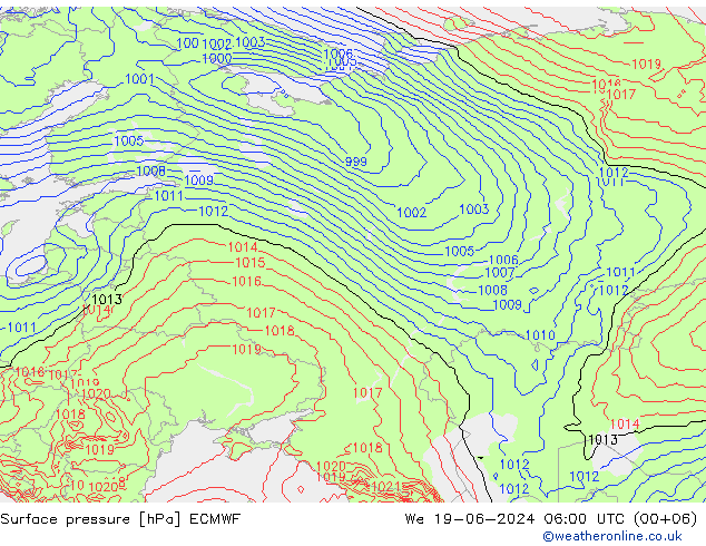 приземное давление ECMWF ср 19.06.2024 06 UTC