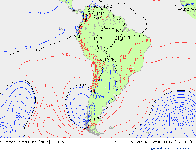 приземное давление ECMWF пт 21.06.2024 12 UTC