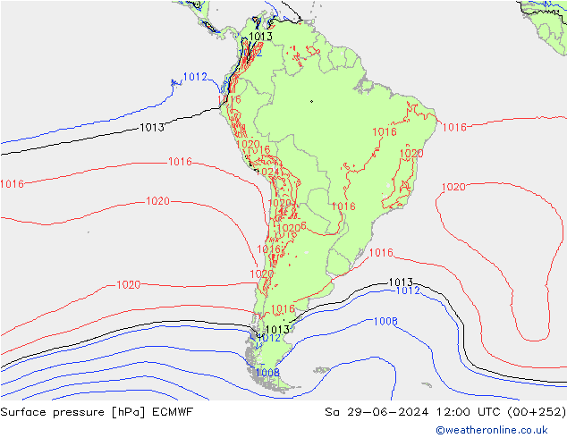 pressão do solo ECMWF Sáb 29.06.2024 12 UTC