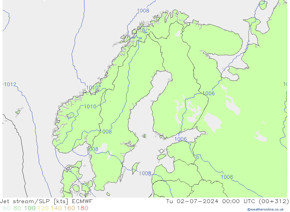 Polarjet/Bodendruck ECMWF Di 02.07.2024 00 UTC