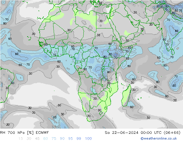 RV 700 hPa ECMWF za 22.06.2024 00 UTC