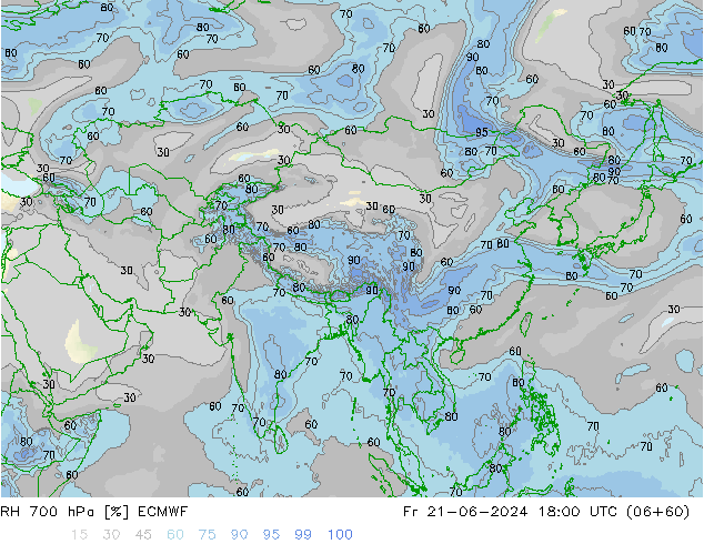 RH 700 hPa ECMWF Fr 21.06.2024 18 UTC