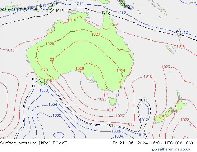 Bodendruck ECMWF Fr 21.06.2024 18 UTC