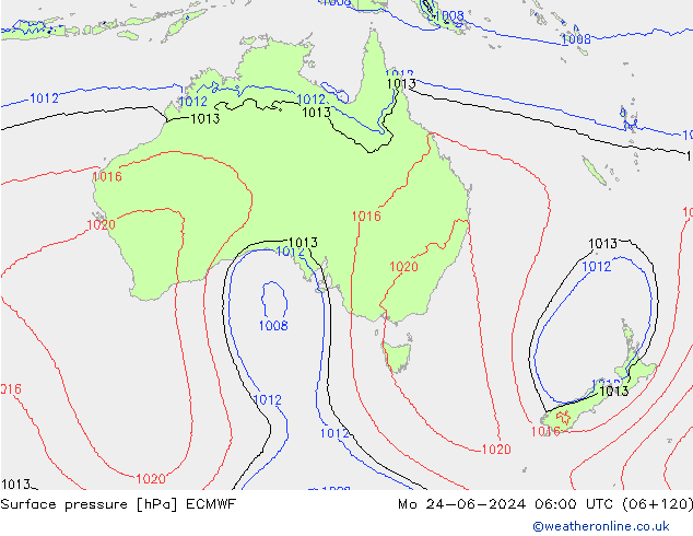 Luchtdruk (Grond) ECMWF ma 24.06.2024 06 UTC