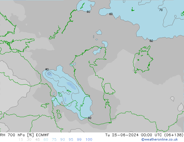 RH 700 hPa ECMWF Di 25.06.2024 00 UTC