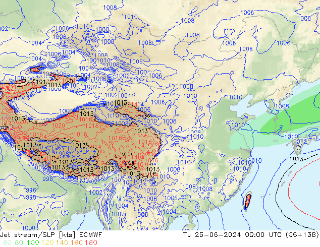 高速氣流/地面气压 ECMWF 星期二 25.06.2024 00 UTC
