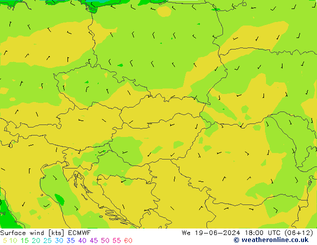 Vento 10 m ECMWF mer 19.06.2024 18 UTC