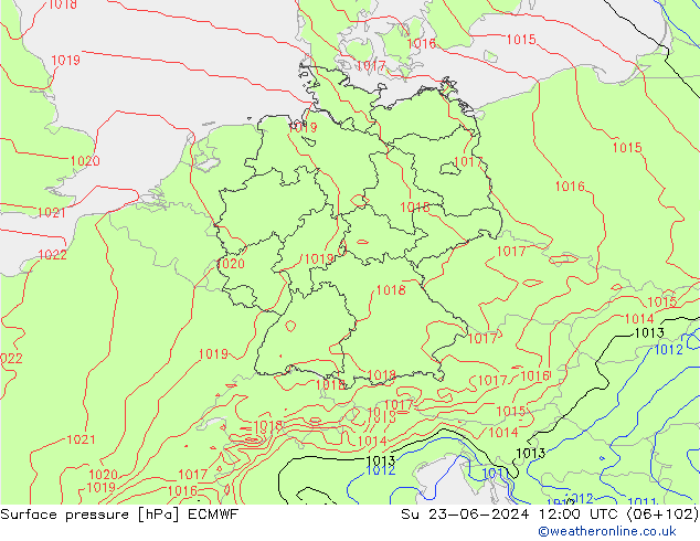 приземное давление ECMWF Вс 23.06.2024 12 UTC