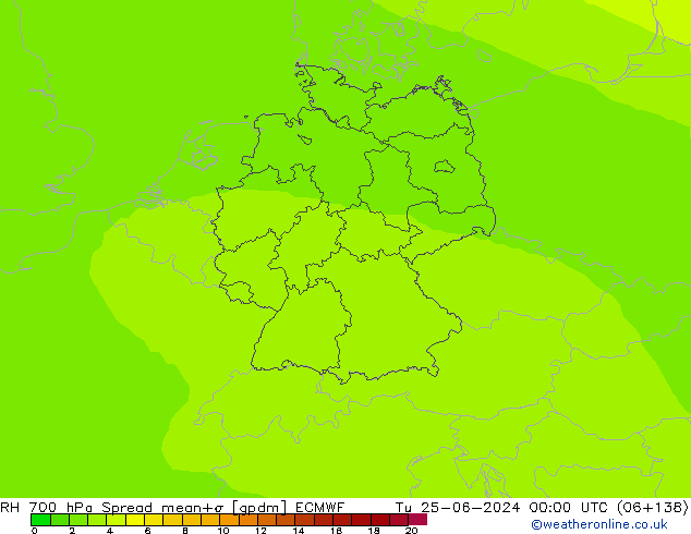 RH 700 hPa Spread ECMWF Tu 25.06.2024 00 UTC