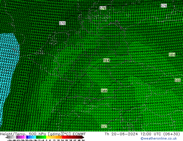 Hoogte/Temp. 500 hPa ECMWF do 20.06.2024 12 UTC