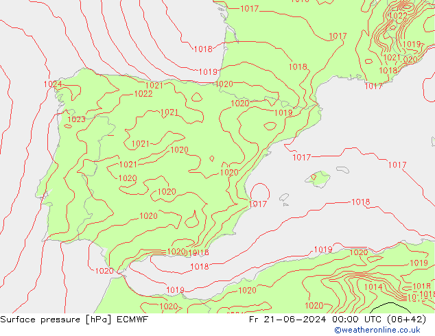 Atmosférický tlak ECMWF Pá 21.06.2024 00 UTC