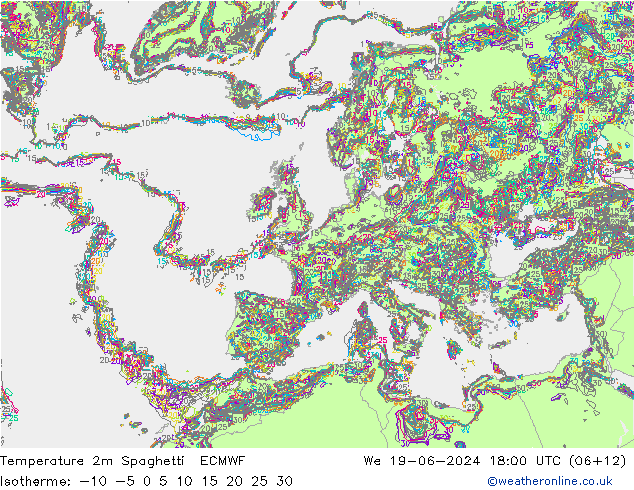 Sıcaklık Haritası 2m Spaghetti ECMWF Çar 19.06.2024 18 UTC