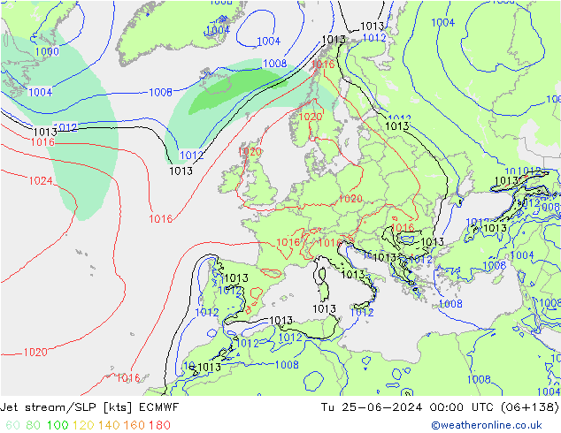 Corriente en chorro ECMWF mar 25.06.2024 00 UTC