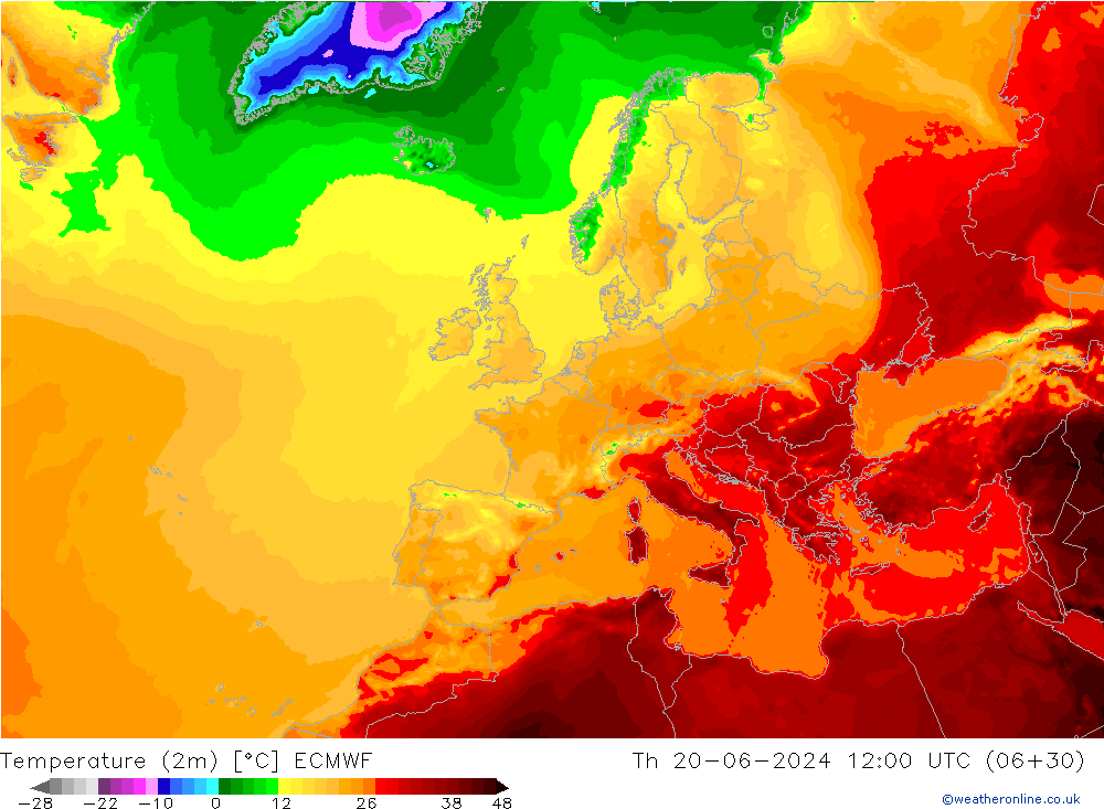 карта температуры ECMWF чт 20.06.2024 12 UTC