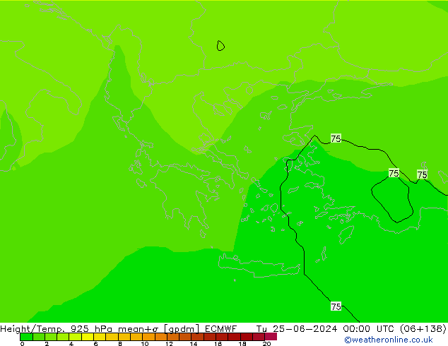 Geop./Temp. 925 hPa ECMWF mar 25.06.2024 00 UTC