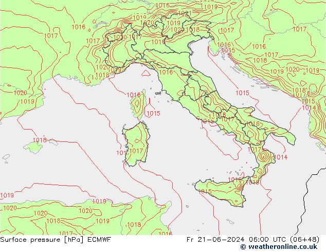 Yer basıncı ECMWF Cu 21.06.2024 06 UTC