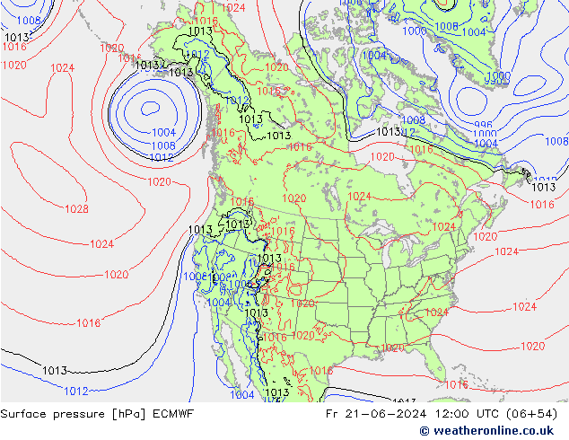 地面气压 ECMWF 星期五 21.06.2024 12 UTC