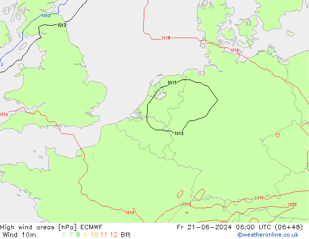 High wind areas ECMWF Fr 21.06.2024 06 UTC