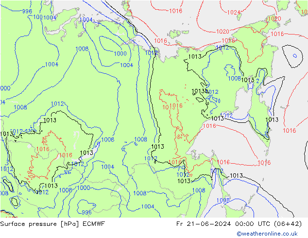 Surface pressure ECMWF Fr 21.06.2024 00 UTC